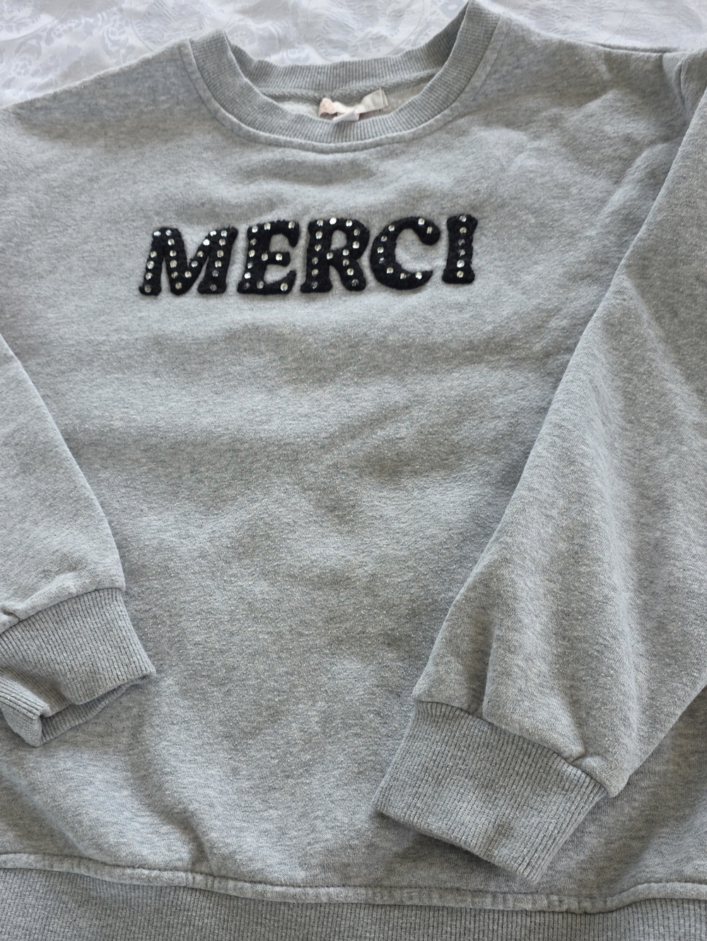 GB girls Grey Sweatshirt with Embellished MERCI